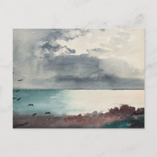Postal Rompiendo tormenta, costa de Maine Winslow Homer