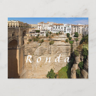 Postal Ronda. Cañón. Puente. Ciudad.