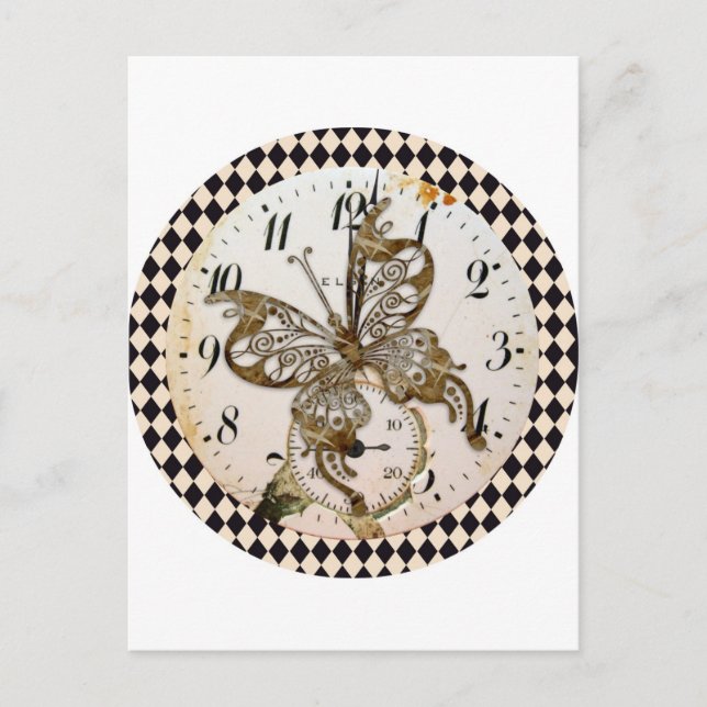 Postal Ronda de mariposa de Steampunk (Anverso)