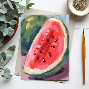 Postal Rondana de sandía   Pintura en acuarela de frutas