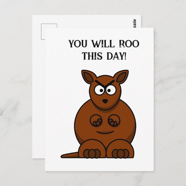 Postal Roo This Day, Funny Angry Kangaroo Personalizado (Anverso / Reverso)