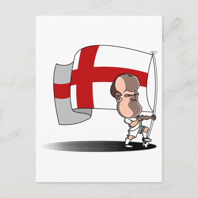 Postal Rooney con bandera de INGLATERRA (Anverso)
