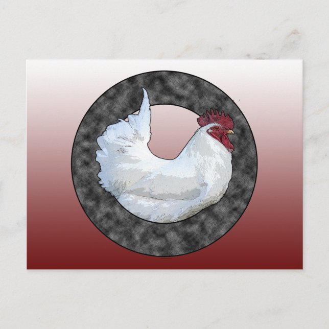 Postal Rooster blanco (Anverso)