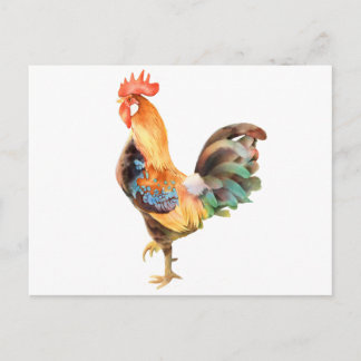 Postal Rooster de colores vivos