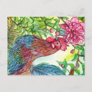 Postal Rooster De Peony