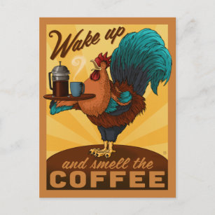 Postal Rooster - Despierta y Huele el café