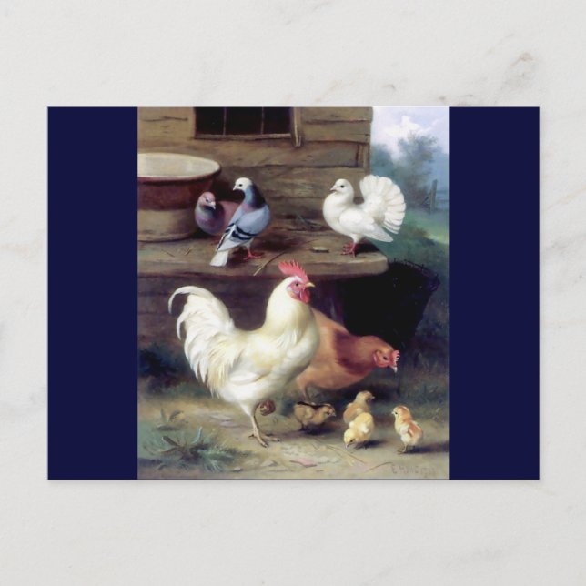 Postal Rooster Hen Chicken Doves (Anverso)