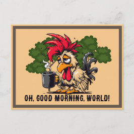 Postal Rooster Oh, buenos días, mundo!