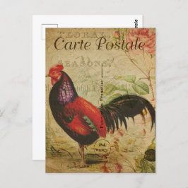 Postal Rooster Rojo Vintage