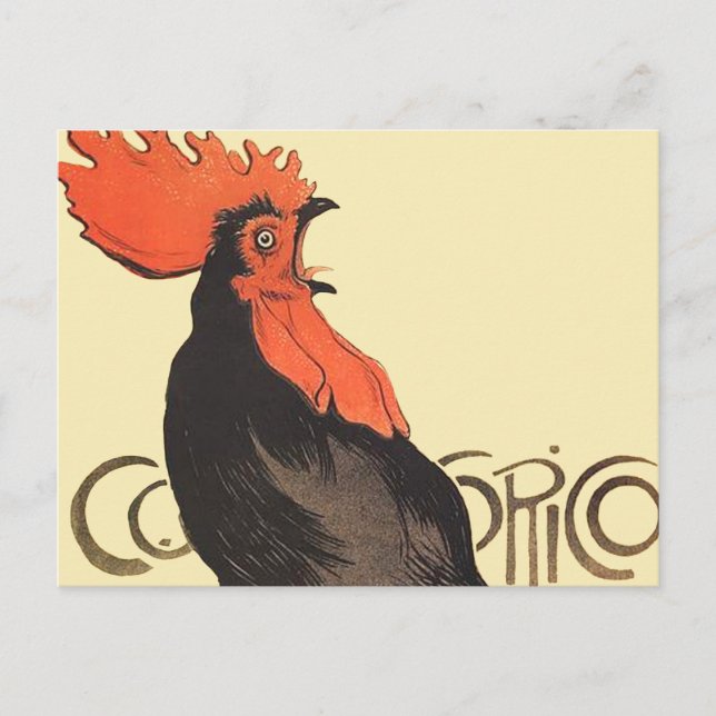 Postal Rooster Steinlen Cocorico Arte francés (Anverso)
