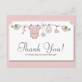 Postal Ropa de bebé rosa linda | Agradecimiento por baby