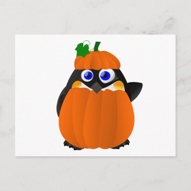 Postal Ropa de calabaza Halloween Penguin (Anverso)