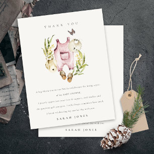 Postal Ropa de Chica de follaje rosa lindo Baby Shower