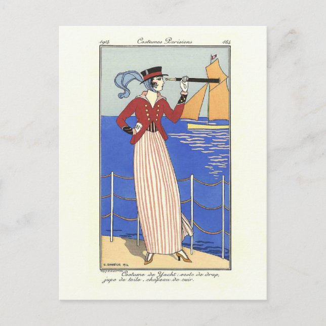 Postal Ropa de Ilustracion de moda de yate (Anverso)