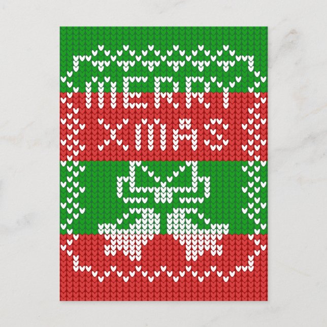 Postal Ropa de jingle de patrón de suéter feo Hilo de nav (Anverso)