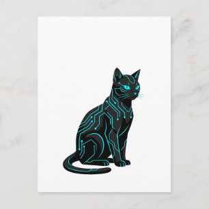 Postal Ropa de jugador de gato ciberpunk futurista Cyber