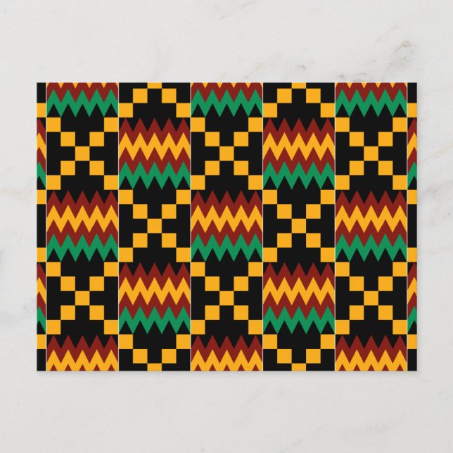 Postal Ropa de Kente negra, verde, roja y amarilla (Anverso)