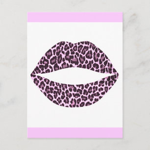 POSTAL ROPA NEGRA BLANCA BESO SONRISA LEOPARD IMPRESIÓN D
