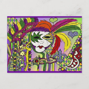 Postal Ropa Regalos Máscaras de Plumas de Mardi Gras Psic