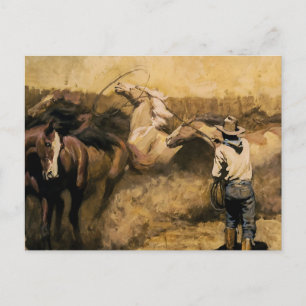 Postal “Roping Palomino” Arte Occidental de Maynard Dixon