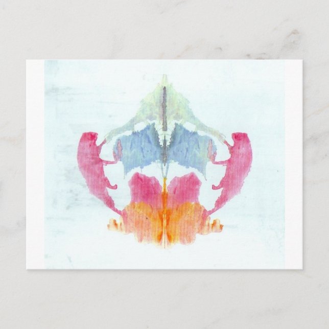 Postal Rorschach Test Ink Blots Plate 8 Animal (Anverso)