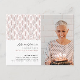 Postal Rosa 50 y Fabuloso Art Deco Foto 50 cumpleaños