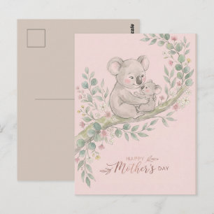 Postal Rosa, Amable mamá koala y joey