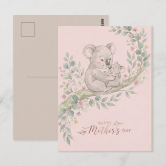 Postal Rosa, Amable mamá koala y joey