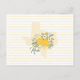 Postal Rosa amarilla de Texas - Estado de Gingham con Ros