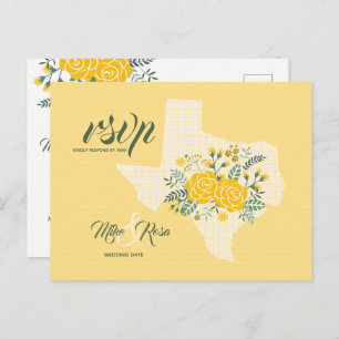 Postal Rosa amarilla de Texas - Gingham State Wedding RSV