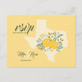 Postal Rosa amarilla de Texas - Gingham State Wedding RSV