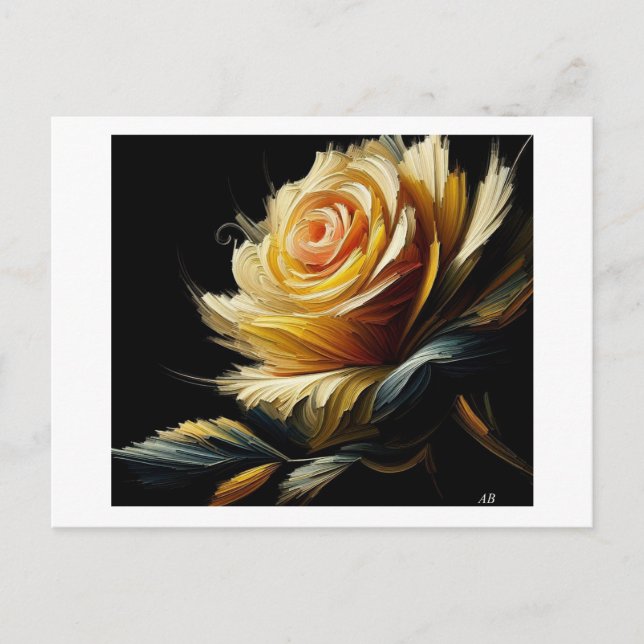 Postal Rosa amarilla en negro, (Anverso)