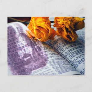 Postal Rosa amarillo de la Biblia de Jesucristo