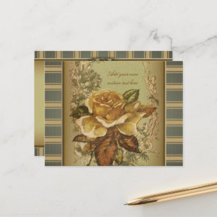 Postal Rosa antiguo (verde) personalizado