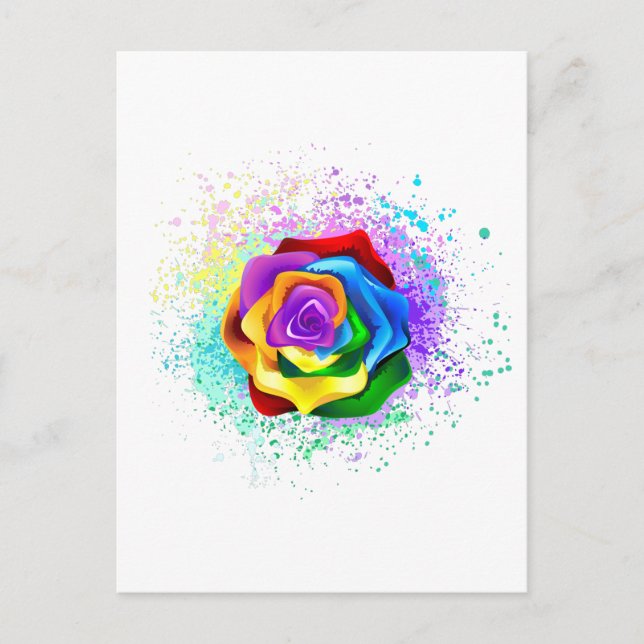 Postal Rosa Arcoíris Colorida (Anverso)