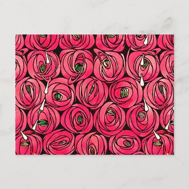 Postal Rosa Art Nouveau Rennie Macintosh Graphic (Anverso)