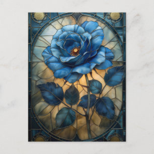 Postal rosa azul de vidrio manchado de 'Sapphire Bloom'