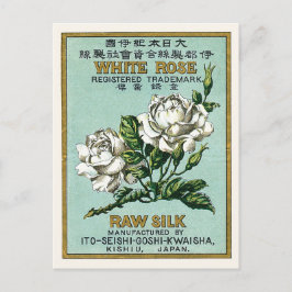 Postal Rosa blanca de la publicidad de seda japonesa vint