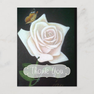 Postal Rosa Blanca y Mariposa Gracias