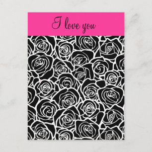 Postal Rosa blanca y negra vintage "Te amo" Postcard