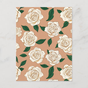 Postal Rosa blanco en beige