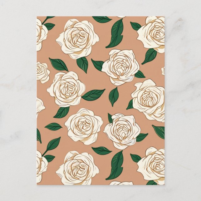 Postal Rosa blanco en beige (Anverso)