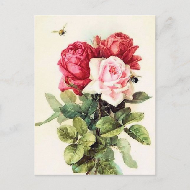 Postal Rosa Bouquet victoriano vintage (Anverso)