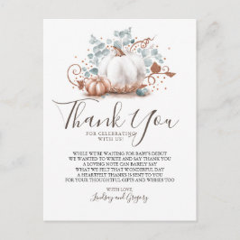 Postal Rosa Calabazas Purpurinas de oro y verde gracias