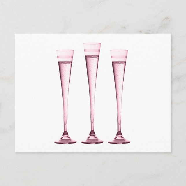 Postal Rosa Champagne Flutes (Anverso)