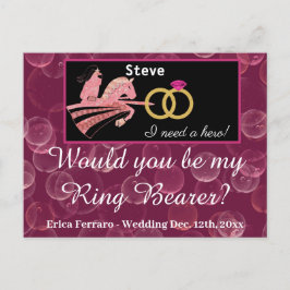 Postal Rosa Champagne y Knight medieval para el portador