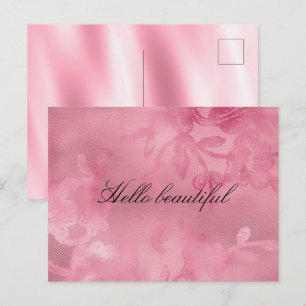 Postal Rosa Chic Femenino Encaje Floral 