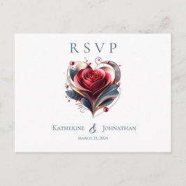 Postal Rosa con forma de corazón moderno-RSVP-Boda-