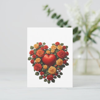 Postal Rosa Corazón de Flor Eterna