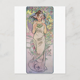 Postal Rosa (Cuatro Flores), Alphonse Mucha